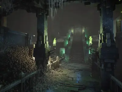 Fantasy Dungeon Ossuary Low-poly 3D model