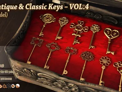 74 Antique and Classic Keys Vol 4 3D Model 3D model