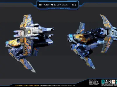BAKRAN Bomber R3 Spacecraft Low-poly 3D model