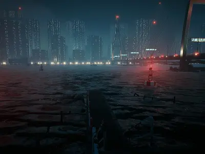 Neon City Low-poly 3D model