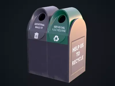 Trash Bin Low-poly 3D model 7