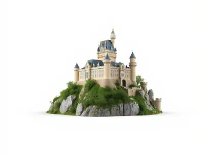 Medieval Castle on Hill Model Pack Low-poly 3D model