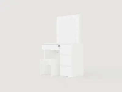 Hakebo Makeup Table 94 Cm With Led Lighting Low-poly 3D model