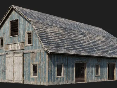 93-94-95-96 - Farm Buildings 4K PBR GameReady Low-poly 3D model