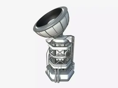 SciFi Antenna Tower A02 White Gray - Sci Fi Exterior Design Low-poly 3D model