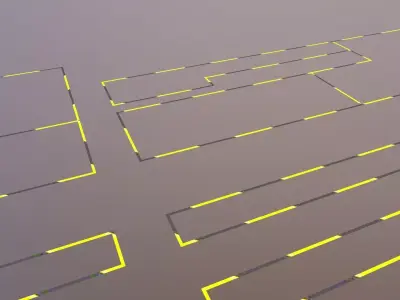 Yellow Floor Strips Marking Low-poly 3D model