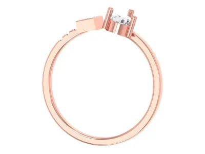 Solitaire Women Light Weight Baguette Pear stone Band Ring 3D print model