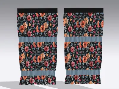 Curtain Low-poly 3D model 5