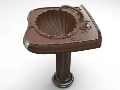 sinkk sink with pedestal 3D print model