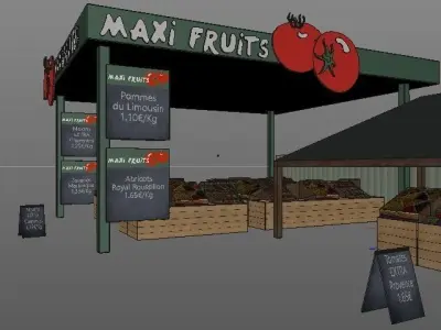 farmers market stand 3D model
