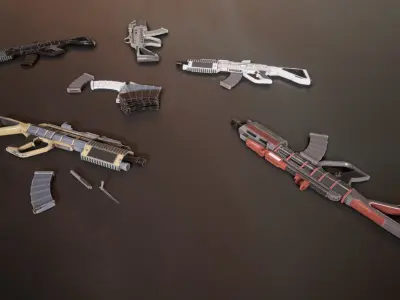 Sci-fi Futuristic Assault rifle Low-poly 3D model