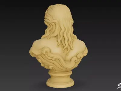 Greek God Poseidon Bust Low-poly 3D model