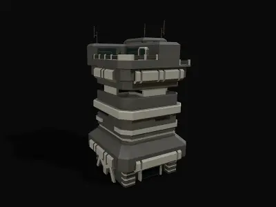 Lowpoly Modular Scifi Building 03 Low-poly 3D model