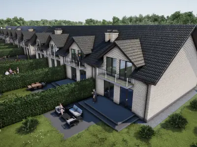  Suburban houses  4 types 3D model