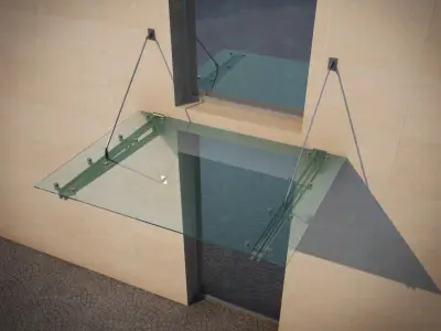 canopy glass door on side of building Low-poly 3D model