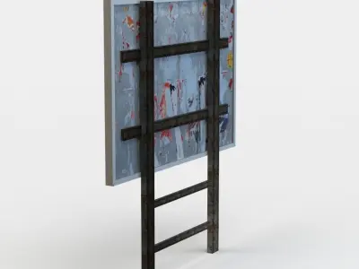 Poster abstract painting on wooden frame Low-poly 3D model