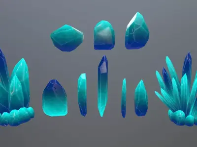 Crystal Set sword Low-poly 3D model