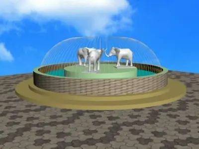 water fountain with elephant 3d model design 3D model