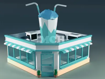 Coffee Shop Low-poly 3D model