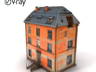 Abandoned Brick House Model Pack with Detailed Textures Low-poly 3D model