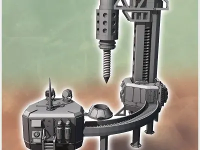 Set of futuristic giant drill with drilling hole and sorting ann 3D print model