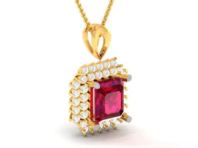 Women Princess Stone Pendant 3DM STL OBJ FBX Render Details 3D print model
