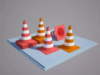 Plastic traffic cone Low-poly 3D model