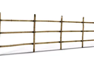 Rustic boundaries bamboo fence Low-poly 3D model