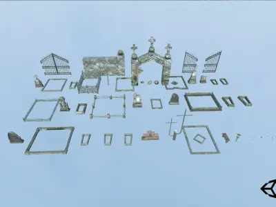 Cemetery Package Low-poly 3D model