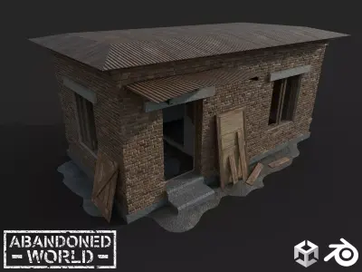 Abandoned Military Checkpoint Low-poly 3D model