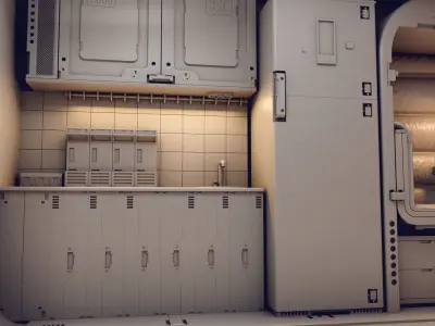 sci-fi shuttle room without textures 3D Model Pack