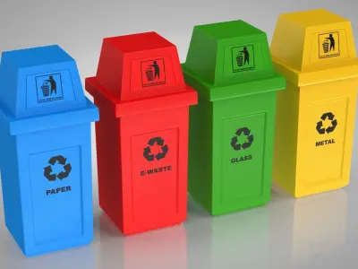 Colored Recycle Bins Dirty and Clean TXRs Low-poly 3D model