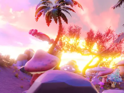 Fantasy Mushroom Village 3D model