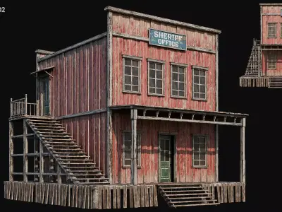 WILD WEST 02 with INTERIORS 4K TEXTURES Low-poly 3D model