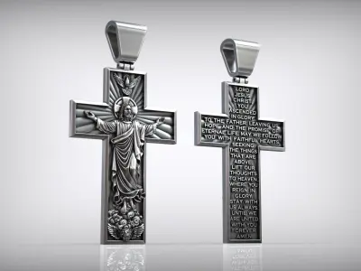 The Ascension of Jesus Christ Ascending to Heaven Cross 3D print model