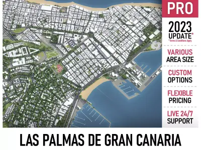 Las Palmas de Gran Canaria Low-poly 3D model