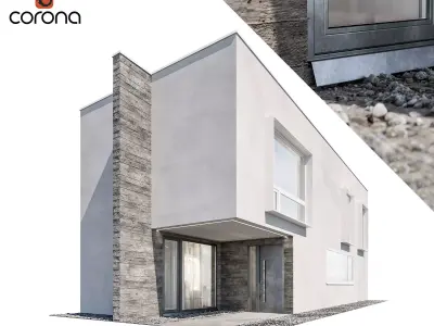 Modern house 08 - night 3D model