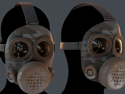 Gas mask helmet 3d model scifi Low-poly  Low-poly 3D model