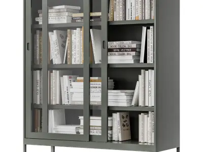 IKEA - IDASEN Glass showcase with sliding doors with books 3D model