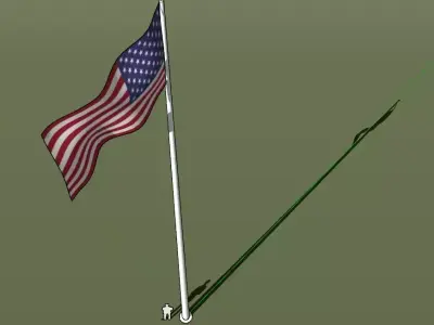 USA flag - pole height 15 meters 3D model