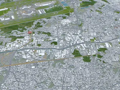 Tangerang Banten Indonesia 25km Low-poly 3D model