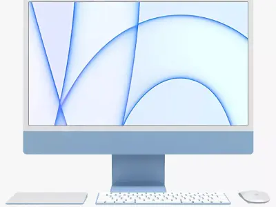 Apple iMac 24 inch 2021 Blue Low-poly 3D model