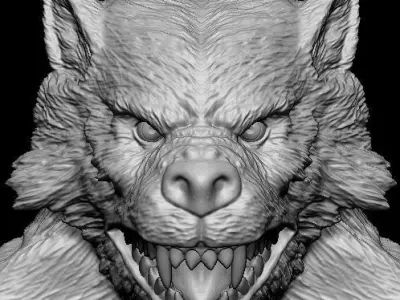 Werewolf wolf head 3D print model