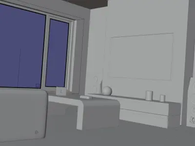 Living Room Scene Low-poly model Low-poly 3D model