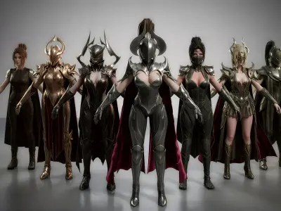 Ultimate Female Hot Fantasy Warrior Collection 7Model MegaBundle 3D Model Pack