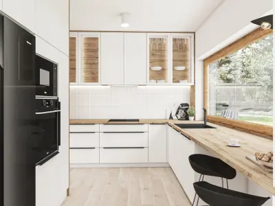 Kitchen Scene Scandinavian Wood n White  with  YT Preview 3D model