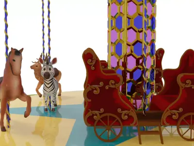 Carousel Ride Low-poly 3D model