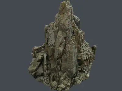3d scanned rock cliff H Low-poly 3D model