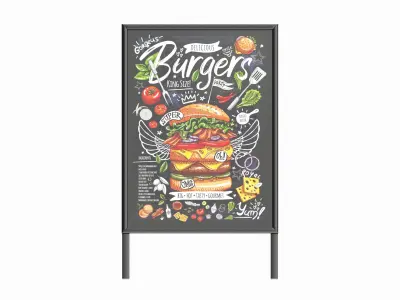 Dual Pavement Sign Poster 3D model