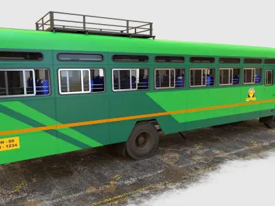 INDIAN HIRKANI ST BUS V 01 Dark green And Light green Low-poly 3D model